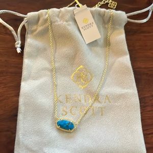 Kendra Scott Gold Elisa Pendant Necklace with turquoise stone. NWT.